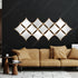 13 Diamond shaped Mirrors Metal Wall Art- Golden